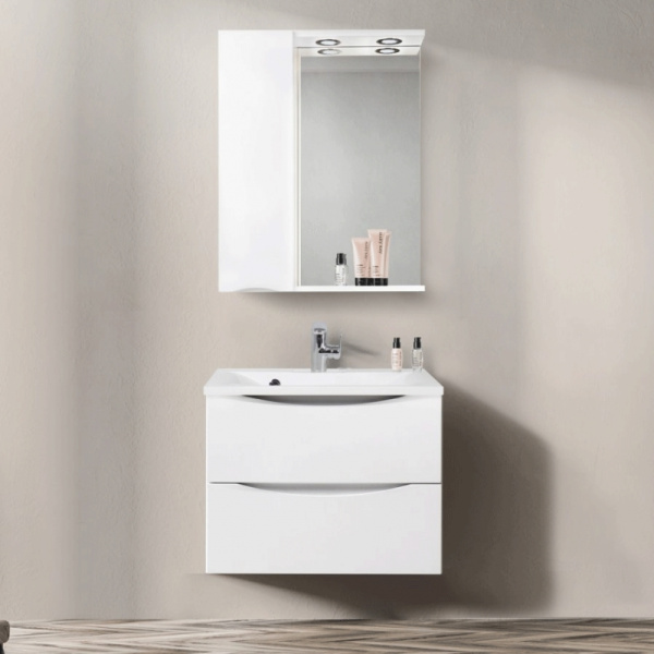 зеркало со шкафом belbagno marino-spc-800/750-1a-bl-p-l 80 с подсветкой bianco lucido