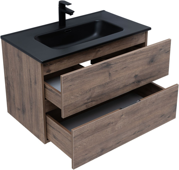 тумба под раковину aquanet алвита new 00334186 2 ящика, 80x45.7 см, дуб веллингтон табак
