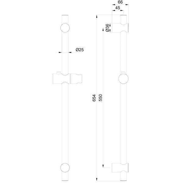 душевая штанга wonzon & woghand ww-sl04-mb 65,4 см, черный матовый
