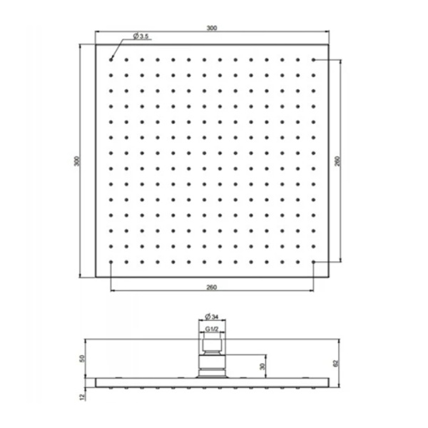 верхний душ fima carlo frattini wellness 30х30см f2216/2sn, цвет: брашированный никель