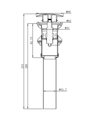 донный клапан arrow aqs041gg для раковины, с переливом, серый