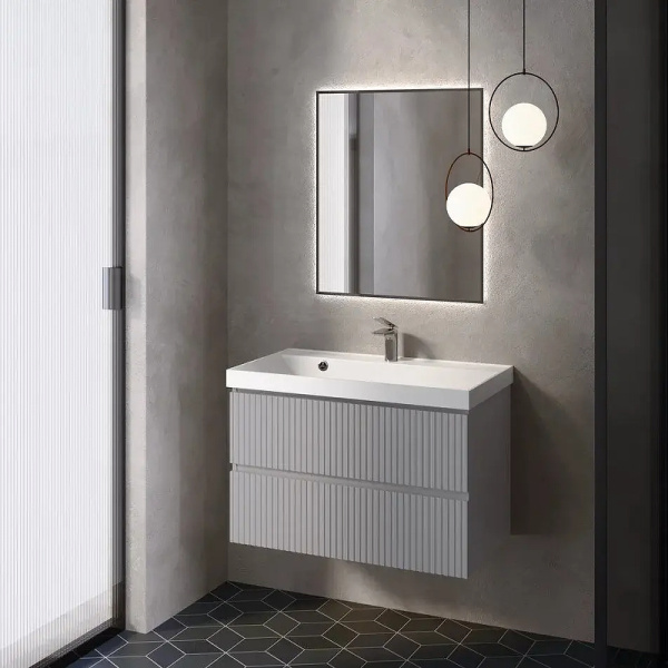 тумба под раковину aquame s1 80 aqm900180gm подвесная цвет серый