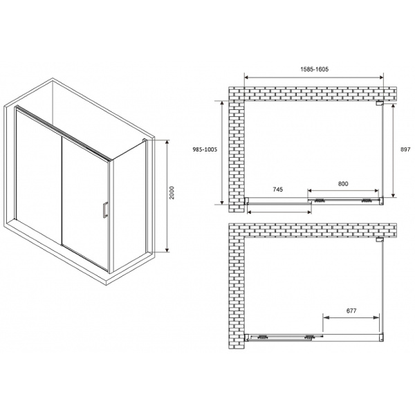 душевой уголок abber komfort 160×100 ag93160-s102 профиль хром, стекло прозрачное