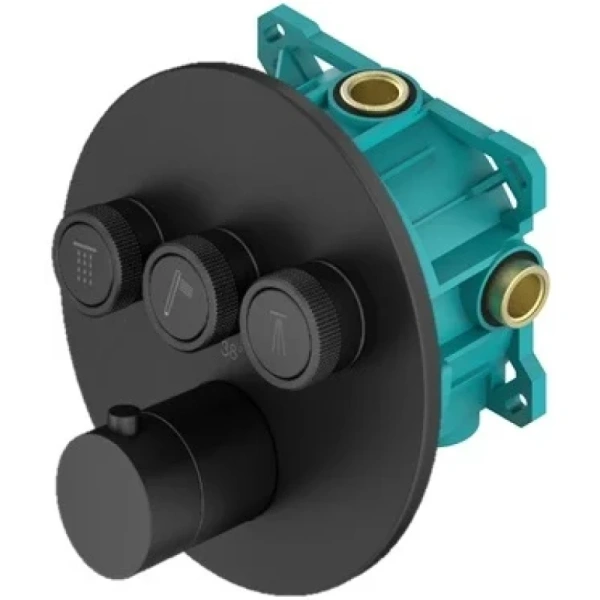 душевой комплект plumberia selection psbox kitpsb03no60 250 мм, с термостатом, черный матовый