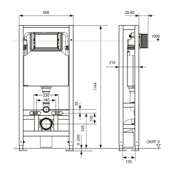 инсталляция для унитаза tecespring s500393 с двойной рамой (без панели смыва)