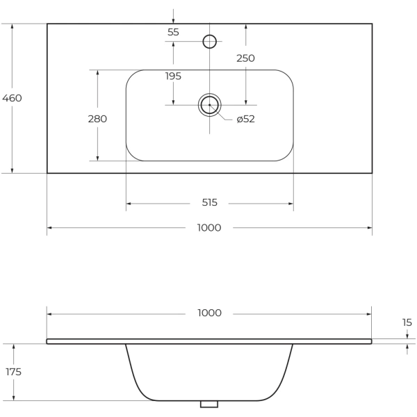 раковина 100x46 cezares duet czr-nat-100-lvb