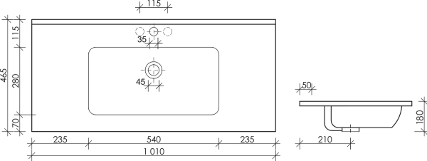 раковина ceramicanova element cn7003 встраиваемая, сверху, 101х46.5 см, белая