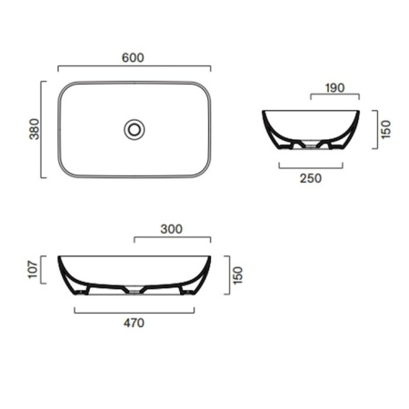 раковина catalano tonalità 0422610028 накладная, 60x38 см, acqua satinato