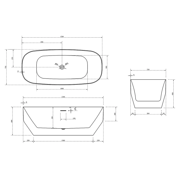 акриловая ванна vincea 170x75 vbt-630 без гидромассажа