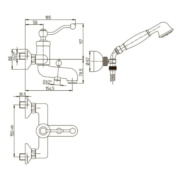 смеситель для ванны с душем paini duomo 88f3105km цвет старая бронза