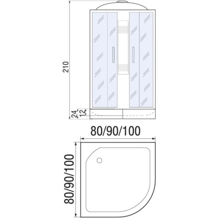 душевая кабина river nara 100x100x26 мт 10000001355 профиль матовый хром задняя стенка белая