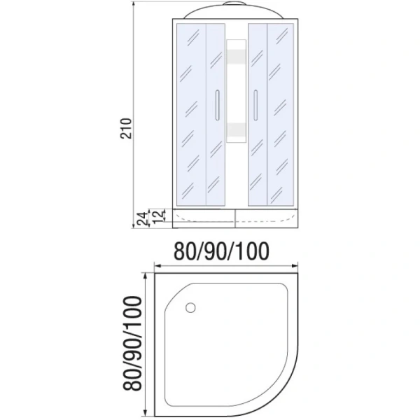 душевая кабина river nara 100x100x26 мт 10000001355 профиль матовый хром задняя стенка белая