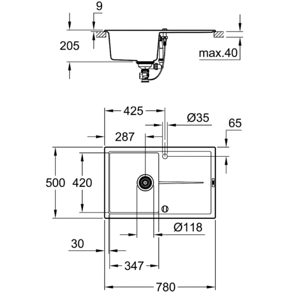 кухонная мойка grohe k400 серый 31639at0 кухонная мойка grohe k400 серый 31639at0