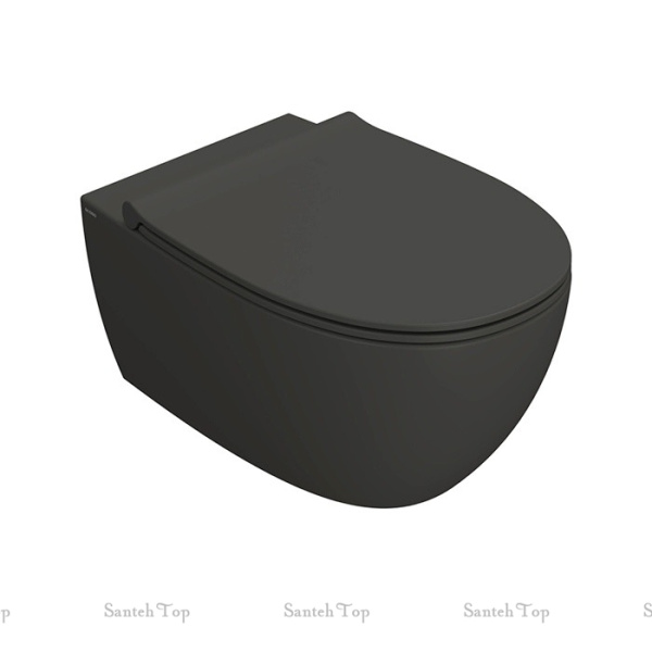 унитаз подвесной globo 4all mds03sk безободковый 36х54 см, smoke (темно-серый) матовый