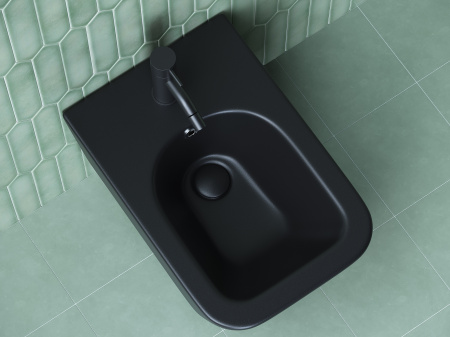 биде ceramicanova metric cn3008mb подвесное, черное матовое