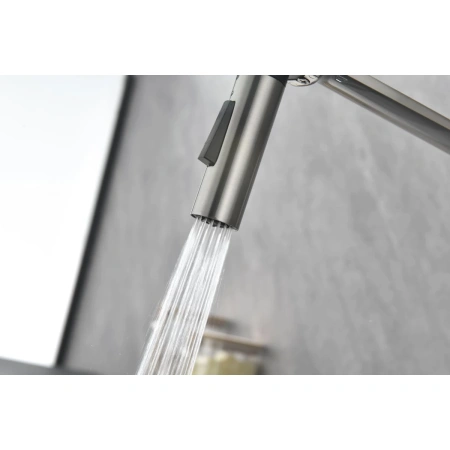 смеситель для кухни paulmark barrel ba214029-bs, цвет брашированная сталь,