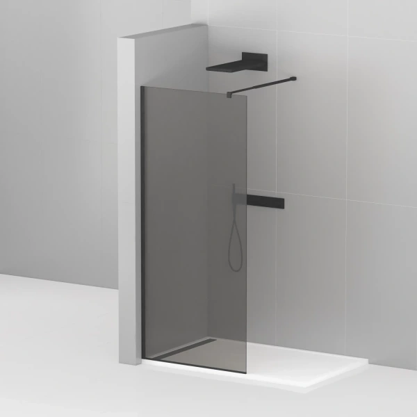 душевая перегородка cezares liberta 120 liberta-l-1-120-gr-nero профиль черный матовый стекло серое