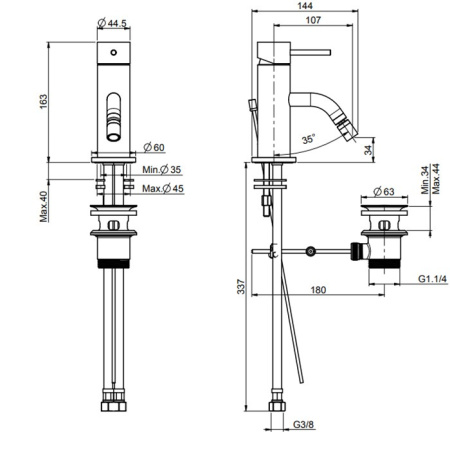 смеситель для биде fima carlo frattini spillo up f3032ns черный матовый