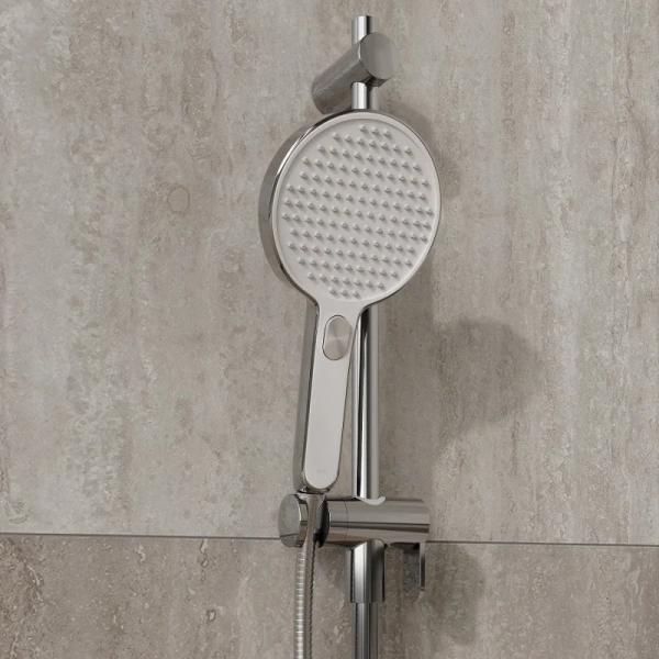 лейка для душа iddis esper esp3fcri18 круглая, хром с белым