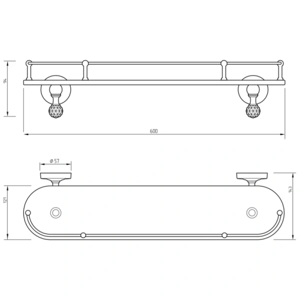 Стеклянная полка Migliore Amerida 16601 цвет золото с кристаллами Swarovski