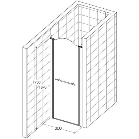 душевая дверь migliore diadema 80 r 20402 профиль бронза, стекло матовое с декором