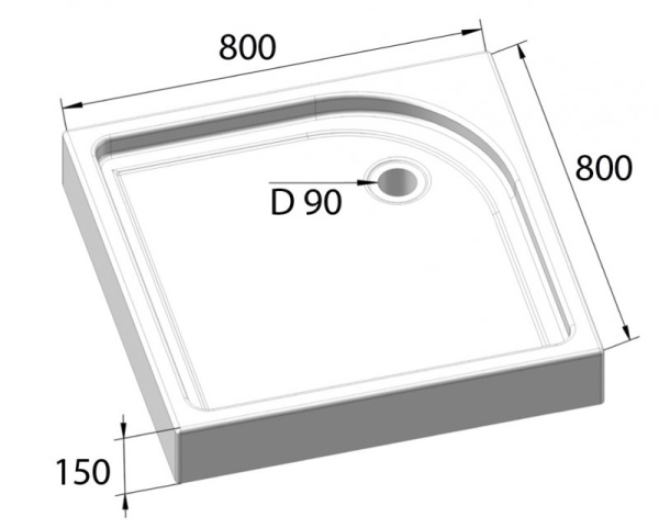 душевой поддон 80x80 см belbagno tray tray-bb-a-80-15-w с антискользящим покрытием, цвет белый