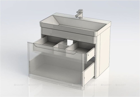 тумба с раковиной aquanet софия 80 212587 подвесная белый глянец