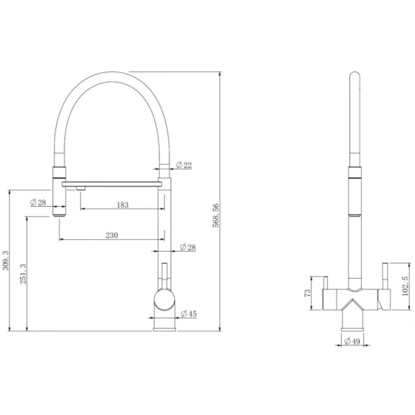 смеситель для кухни с подключением к фильтру abber wasser kreis af81141b, черный матовый