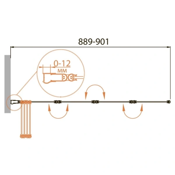 шторка на ванну cezares relax 90 relax-v-4-90/140-c-bi профиль серый стекло прозрачное