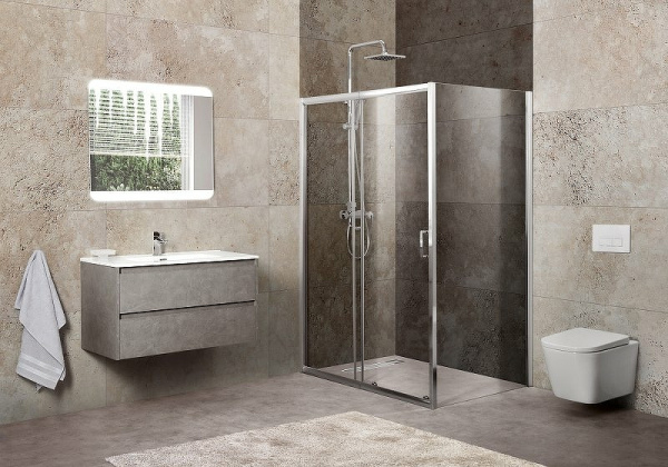 душевой уголок belbagno unique 115х100 unique-ah-1-100/115-100-c-cr профиль хром стекло прозрачное