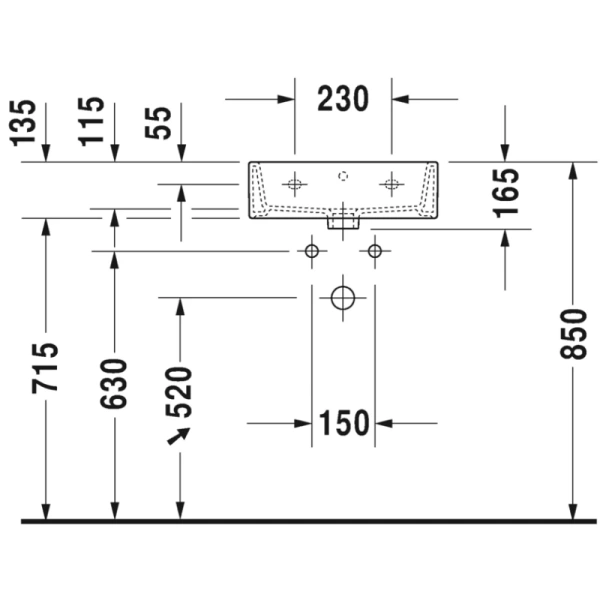 раковина подвесная duravit vero air 0724450000 45x35 см, белая