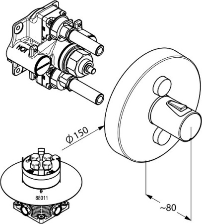 смеситель для душа kludi push 388120538 с термостатом