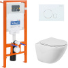 Комплект унитаза с инсталляцией BelBagno Amanda BB051CHR/BB051SC/BB002-80/BB014-SR-BIANCO с сиденьем микролифт и Белой клавишей смыва