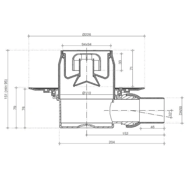трап для душа pestan confluo standard 15x15 dry 1 gold 13000128