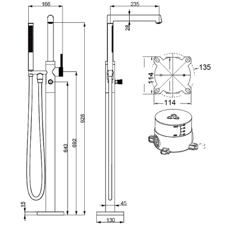 смеситель для ванны vincea rim vtf-2rmch хром