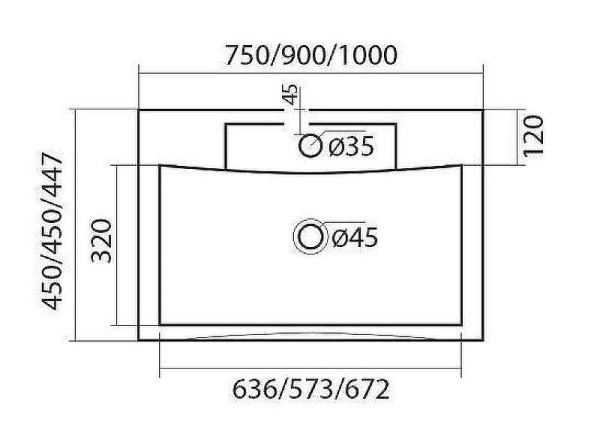 раковина полувстраиваемая из искусственного мрамора art&max am-lav-750-mr-fp для мебели bianchi