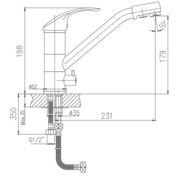 смеситель для кухни haiba hb4321 цвет хром