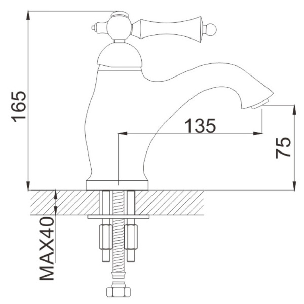 смеситель для раковины rose r01q r0101q, бронза