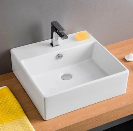 Раковина накладная / подвесная 50 см ArtCeram Quadro QUL002 01 00, белая.