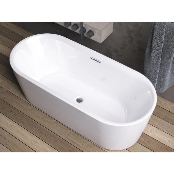 акриловая ванна riho modesty fall b090006105 170x76 sparkle system, заполнение через перелив, белая матовая