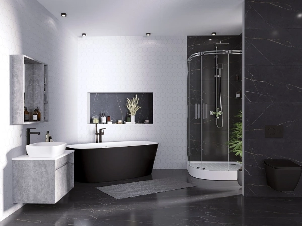 акриловая ванна grossman gr-2601b 170x70 см, без гидромассажа, цвет белый | черный