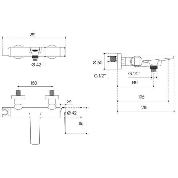 смеситель aqueduto linha lin0600 для ванны и душа, хром смеситель aqueduto linha lin0600 для ванны и душа, хром