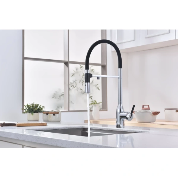 смеситель для кухни paulmark magneto one ma213188-cr, с гибким изливом, цвет хром, излив черный смеситель для кухни paulmark magneto one ma213188-cr, с гибким изливом, цвет хром, излив черный