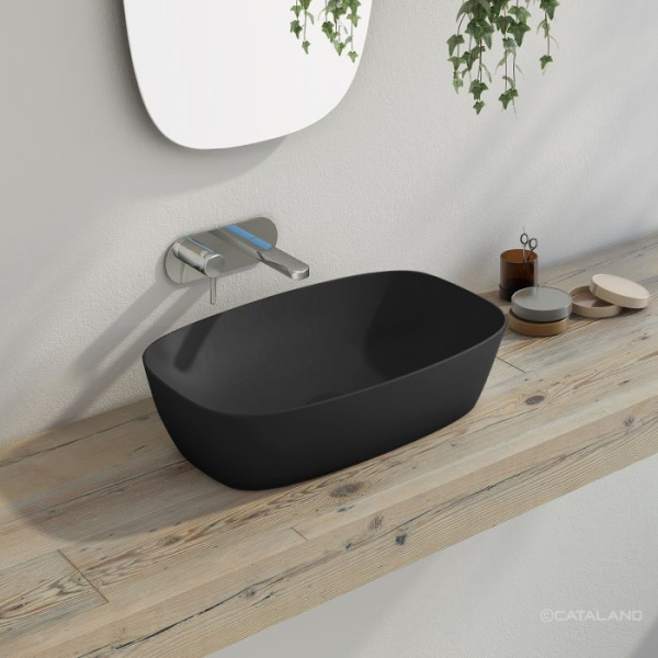 раковина catalano tonalità 0622600022 / 160apgrlxns накладная, без отв., 60x40 см, черный матовый