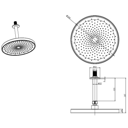верхний душ aquatek aq2070mb черный матовый
