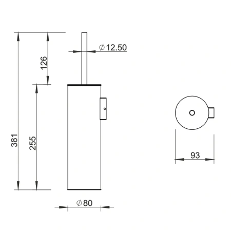 ёршик для унитаза whitecross ergo er2272gm настенный, оружейная сталь