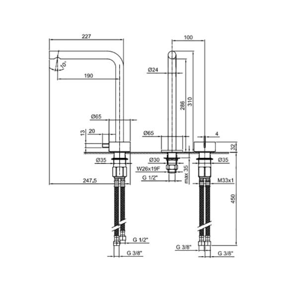 fantini fantini af/21 смеситель для раковины, 2 отв., высокий удлиненный излив: 19 см, цвет: хром fantini fantini af/21 смеситель для раковины, 2 отв., высокий удлиненный излив: 19 см, цвет: хром
