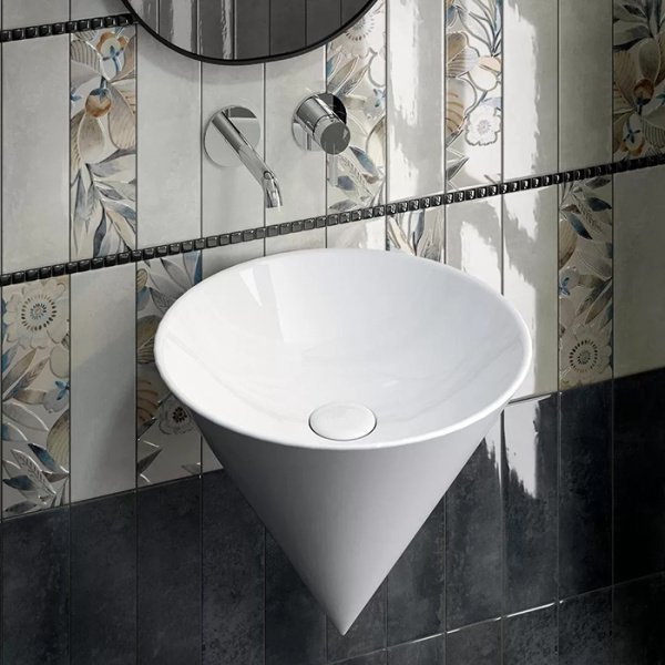 kerama marazzi kerama marazzi cono раковина 44.5х44.5х35см., подвесная, без отв., без перелива, цвет: белый глянцевый