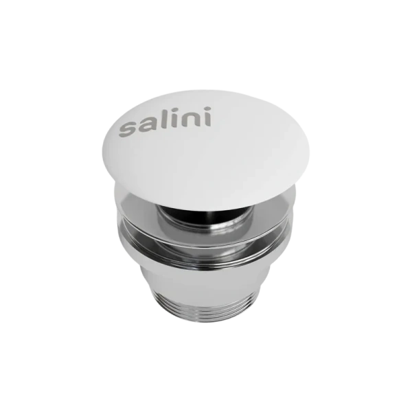 Донный клапан Salini D 505 для раковины, без перелива, глянцевый белый