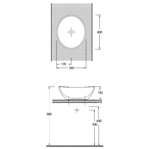 раковина накладная bewash ontario 35381001 40x34 см, белая